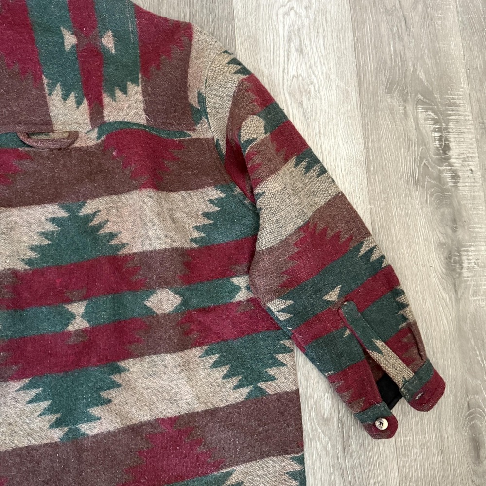 Vintage Paragraff Shirt Mens Small Aztec Southwest Wool Blend Button Up 90s - Picture 13 of 13